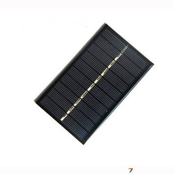 SOLAR-100X60-0.75W-5V Сонячна батарея з полікристалічного кремнію. Потужність: 0,75 Вт. Робоча напруга 5 вольт. Розміри: 100х60х3