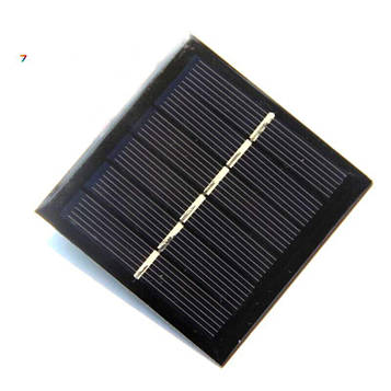 SOLAR-65X65-0.6W-3V Сонячна батарея з полікристалічного кремнію. Потужність: 0,6 Вт. Робоча напруга 3 В. Розміри: 65х65х3 мм.