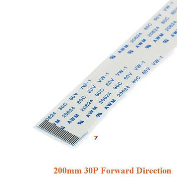 FFC-0.5-200mm-30P-FD Шлейф плоский: крок: 0,5 мм, довжина: 200 мм. Контактів: 30. Прямий