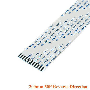 FFC-0.5-200mm-50P-RD Шлейф плоский: крок: 0,5 мм, довжина: 200 мм. Контактів: 50. Реверсний