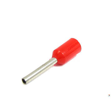 0508-Red-1000pcs Ізольований наконечник штирьовий втулковий, одинарний, перетин дроту: 0,5 мм 2 (20 AWG). Загальна довжина: 13,8