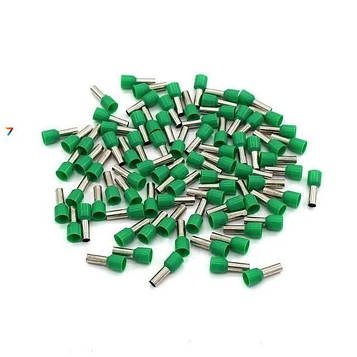 1008-Green-1000pcs Ізольований наконечник штирьовий втулковий, одинарний, перетин дроту: 1,0 мм 2 (17 AWG). Загальна довжина: 14,6