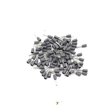 1008-Grey-1000pcs Ізольований наконечник штирьовий втулковий, одинарний, перетин дроту: 1,0 мм 2 (17 AWG). Загальна довжина: 14,6