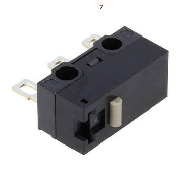 D2F-01-D3 Мікроперемикач SNAP ACTION, без важеля, SPDT, 0,1A / 30VDC. Довжина виводів: 3,5 мм