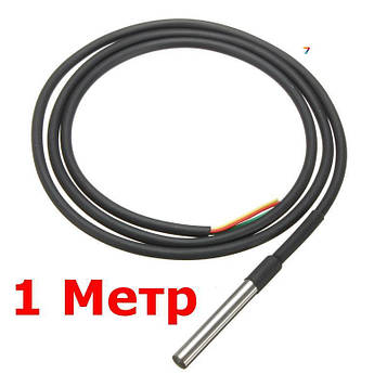 DS18B20-1M-TUBE-IP67 Датчик (зонд) на базі DS18B20, Герметичний, Довжина кабелю 1 метр. Довжина гільзи - 50 мм, діаметр - 6 мм.