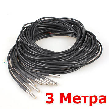 DS18B20-3M-TUBE-IP67 Датчик (зонд) на базі DS18B20, Герметичний, Довжина кабелю 3 метри. Довжина гільзи - 50 мм, діаметр - 6 мм.