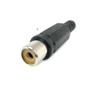 RCA-PF01-N-B RCA роз'єм (тюльпан), мама, пластиковий корпус, чорний, контакти нікельовані. Діам. кабелю 5 мм.