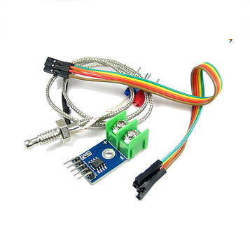 MAX6675-TK-1024C Модуль для вимірювання температури на основі MAX6675 з термопарою. Довжина кабелю 50 см.