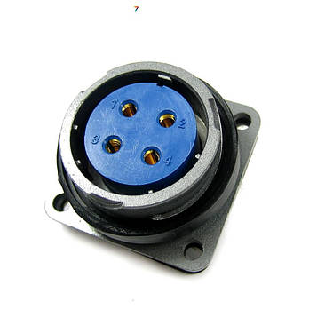 FQ24-4ZK-S Циліндричний з'єднувач: Блокова частина, контактів 4, гніздовий контакт (розетка), кришка гумова.