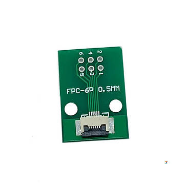 0.5-06P-FPC-Adapter FPC/FFC адаптер. Двостороння плата перехідник. FPC з кроком 0,5/1.0 мм - DIP 6 контактів із кроком 2,54 мм
