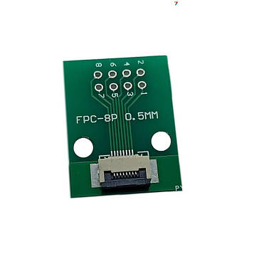 0.5-08P-FPC-Adapter FPC/FFC адаптер. Двостороння плата перехідник. FPC з кроком 0,5/1.0 мм - DIP 8 контактів із кроком 2,54 мм