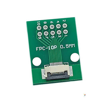0.5-10P-FPC-Adapter FPC/FFC адаптер. Двостороння плата перехідник. FPC з кроком 0,5/1.0 мм - DIP 10 контактів із кроком 2,54 мм