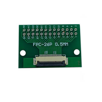 0.5-26P-FPC-Adapter FPC/FFC адаптер. Двостороння плата перехідник. FPC з кроком 0,5/1.0 мм - DIP 26 контактів із кроком 2,54 мм