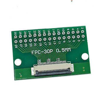 0.5-30P-FPC-Adapter FPC/FFC адаптер. Двостороння плата перехідник. FPC з кроком 0,5/1.0 мм - DIP 30 контактів із кроком 2,54 мм