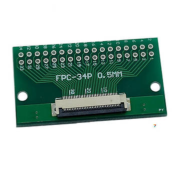 0.5-34P-FPC-Adapter FPC/FFC адаптер. Двостороння плата перехідник. FPC з кроком 0,5/1.0 мм - DIP 34 контакту з кроком 2,54 мм