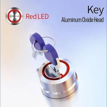 LB22SA1Y1-Y10Z-R220V-A-2(L) Перемикач із замком під ключ, діаметр 22 мм, RED, живлення 220В, 1NO, оксид алюмінію, колір сталевий