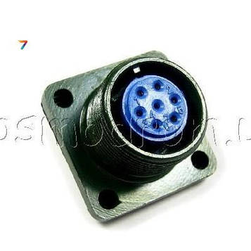 KP2G16-K7A приладова розетка, контактів 7, срібло, 250В. 3А., IP65, -55 +100 С, отвір під кабель 6 мм.