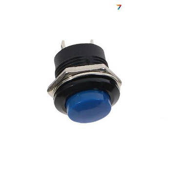 R13-507-NL-Blue Кнопка, 6A 125 V / 3A 250V, без фіксації, OFF- (ON). Колір кнопки: синій