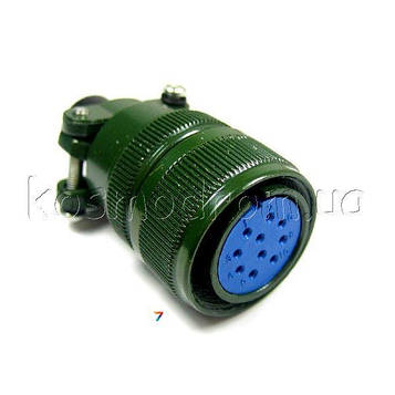 KP2G22-K10P кабельна розетка, контактів 10, срібло, 250В. 3А., IP65, -55 +100 С, отвір під кабель 11 мм.