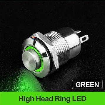 LB12B2-G10Z-EG5-24V-N опукла, нормально відкрита, з фіксацією, кругова LED, GREEN, 5-24V, латунь нікельована, кругла