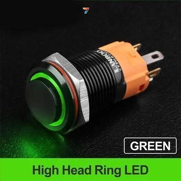 LB16A-G11F-EG9-24V-A опукла, нормально відкрита, без фіксації, кругова LED, GREEN, 9-24V, aluminum oxide black