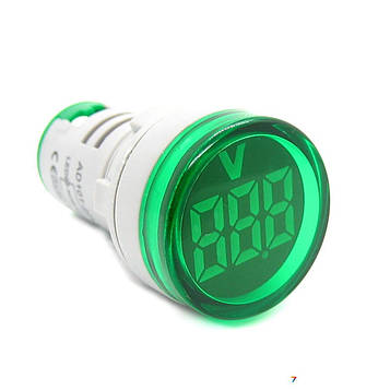 AD101-22ACV-Green Цифровий панельний вольтметр. Круглої форми. Трьохсимвольний. Діапазон вимірювання 20 ... 500 VAC. Колір