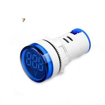 AD101-22DCV-Blue Цифровий панельний вольтметр. Круглої форми. Трьохсимвольний. Діапазон вимірювання 5 ... 60 VDC. Колір світіння: