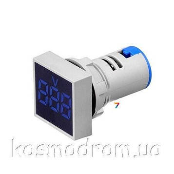 AD101-22VMS-DC-Blue Цифровий панельний вольтметр. Квадратна форма. Трьохсимвольний. Діапазон виміру 5...60 VDC. Колір світіння: