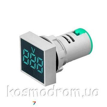 AD101-22VMS-DC-Green Цифровий панельний вольтметр. Квадратна форма. Трьохсимвольний. Діапазон виміру 5...60 VDC. Колір світіння: