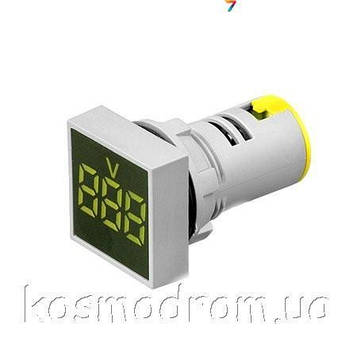AD101-22VMS-DC-Yellow Цифровий панельний вольтметр. Квадратна форма. Трьохсимвольний. Діапазон виміру 5...60 VDC. Колір свічення: