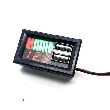 Digital Voltmeter Dual USB Вольтметр автомобільний.12-24 В. вихід USB: 5 В/2 А довжина: 45мм ширина: 26мм висота: 18мм