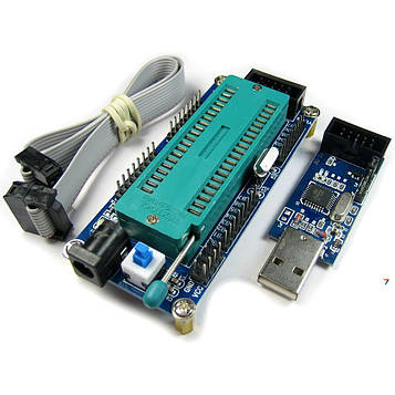 AVR-PROGRAMMER-KIT AVR-USB-ASP вибору програм в комлектации з розширювальної платою ZIF-панель 40 контактів.
