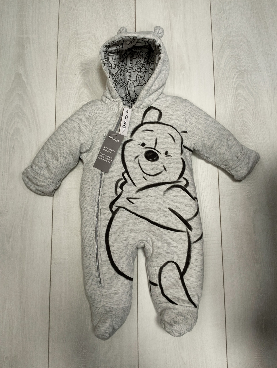 Комбінезон сірий принт Вінні Пух  Disney baby at George 62см, фото 1