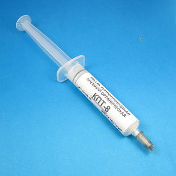 Паста теплопроводна КПТ-8 20гр - шприц Забезпечує ефективний тепловий контакт між двома дотичними поверхнями, значно зменшує