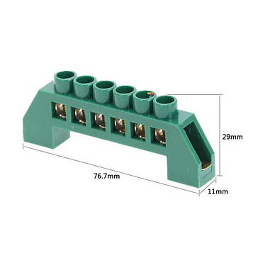 Bridge-T-06P-Green Довжина 76,7 мм. Висота 29 мм. Ширина 11 мм. Колір зелений, 6 pin