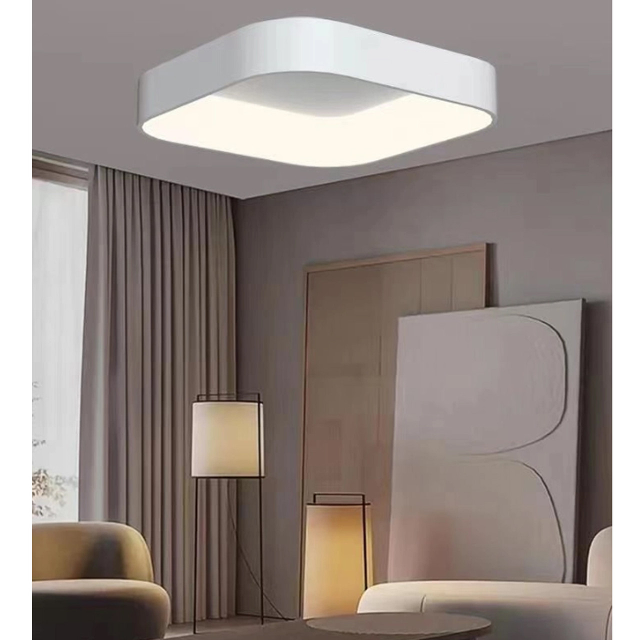 Світлодіодна біла Led-люстра квадратної форми з пультом на 64 Вт, до 15 м² Sirius GLD-23413 WT 64W