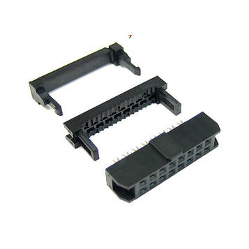 DS1017-16MA2 Вилка, IDC, мама, PIN: 16, IDC, на шлейф 1мм, gold flash. Крок контактів: 2 мм