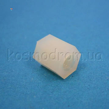 PLFF-M4-06 Дистанційна стійка: 6 мм: Nylon 66, 94V-2, Внутр.різьблення: M4. ключ: 7мм.