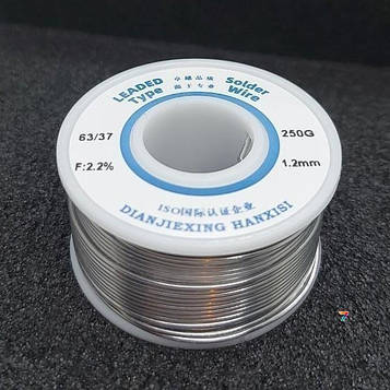 LC63-1.20/0.25 Припій дротяний олов'яно-свинцевий Sn63/Pb37/FLUX-2.2% 1.20 mm/250 g
