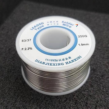 LC63-1.50/0.25 Припій дротяний олов'яно-свинцевий Sn63/Pb37/FLUX-2.2% 1.50 mm/250 g