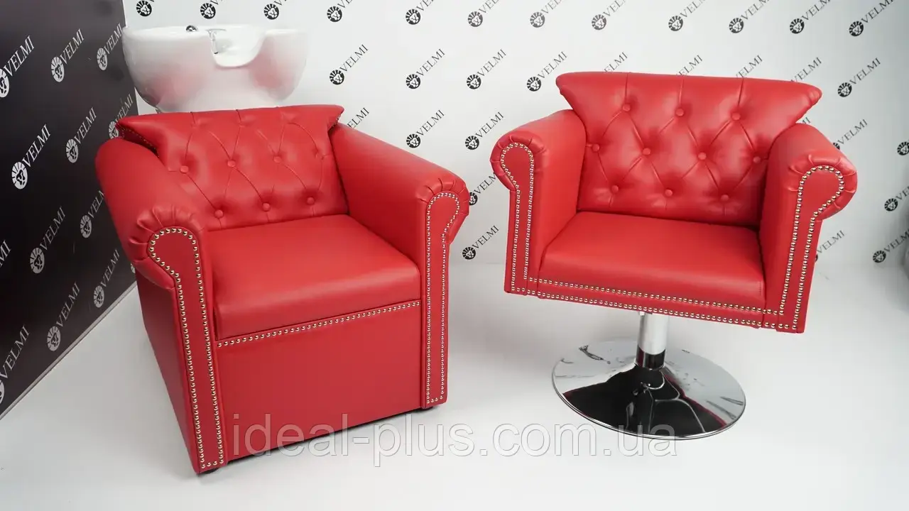 Комплект меблів для перукарень Lili модні меблі в салон краси (мийка та крісло гідравлічне) RED, фото 1