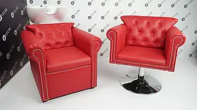 Комплект меблів для перукарень Lili модні меблі в салон краси (мийка та крісло гідравлічне) RED