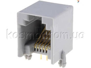 RJ12GPCB-M Роз'єм: RJ12: гніздо: PIN: 6: Контакти: фосфор-бронза: позолота: THT