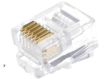 RJ12W-R Тип: RJ12, вилка, PIN: 6, IDC, під обтиск, на кабель, на круглий кабель.6p6c