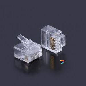 RJ45C-8P8C-01-S Вилка RJ-45 для плоского багатожильного кабелю, позолота 1u