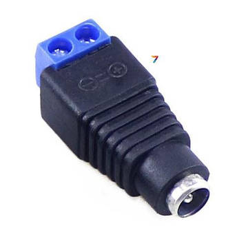 DC Power Jack Connector Female Blue Перехідник низьковольтного живлення, 5,5 х2, 1 мм. Тип мама.