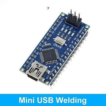 Arduino Nano v3.0 Blue MiniUSB Welding Пристрій для роботи з макетної платі на мікроконтролері ATmega328. і перетворювачі