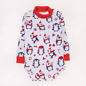 Новорічний теплий боді-гольф для малюків Christmas Penguin зріст 98 см (2 - 3 роки) Malena Сірий з принтом