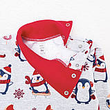 Новорічний теплий боді-гольф для малюків Christmas Penguin зріст 98 см (2 - 3 роки) Malena Сірий з принтом, фото 3