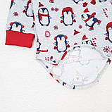 Новорічний теплий боді-гольф для малюків Christmas Penguin зріст 98 см (2 - 3 роки) Malena Сірий з принтом, фото 4